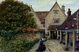 Feeding The Doves At Kelmscott Manor, Oxfordshire by Maria Spartali Stillman